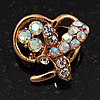 Tiny Clear & AB Crystal Heart Pin In Gold Plated Metal