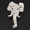 Swarovski Crystal 'Elephant Head' Brooch In Rhodium Plated Metal