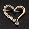Gold Plated Open Crystal 'Heart' Brooch - 4cm Length