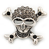 Diamante 'Skull & Crossbones' Brooch In Burn Silver - 4cm Length