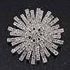 Clear Swarovski Crystal 'Christmas Snowflake' Brooch In Silver Plating - 4cm Diameter