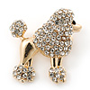 Small Gold Plated Crystal 'Poodle' Brooch - 25mm Length