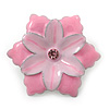 Small Light Pink 'Flower' Brooch In Silver Tone - 33mm Diameter