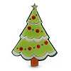 Light Green, Dark Green Red Swarovski Crystal 'Christmas Tree' Acrylic Brooch - 55mm Length