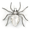 Clear Crystal Spider Brooch In Gun Metal Finish - 55mm
