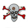 Flashing LED Blue and Red Lights Halloween Skull and Crossbones Brooch