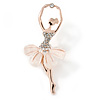 Crystal, Milky White Resin Ballerina Brooch In Gold Tone Metal - 55mm L