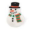 Flashing LED Blue and Red Lights Christmas Snowman Rubber Brooch - 55mm