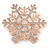Rose Gold Tone Clear Crystal Snowflake Brooch/ Pendant - 45mm D