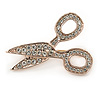 Small Clear Crystal Scissors Brooch In Gold Tone - 35mm