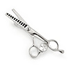 Silver Tone Scissors Brooch with Crystal - 50mm L