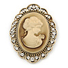 Diamante Cameo Scarf Pin/ Brooch In Gold Tone - 57mm Across