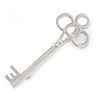 Polished Rhodium Plated Key Brooch - 60mm L