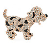 Happy Dalmatian Puppy Dog Brooch In Rose Gold Tone Metal - 55mm