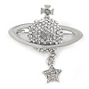 Silver Plated Clear Crystals 'Sovereign's Orb' Brooch - 45mm Across