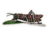 Vintage Inspired Pink/ Citrine Crystal Locust/ Grasshopper Brooch In Pewter Tone Metal - 70mm Across