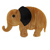 Honey Brown/ Black Acrylic Elephant Brooch - 65mm Across