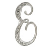 'E' Rhodium Plated Clear Crystal Letter E Alphabet Initial Brooch Personalised Jewellery Gift - 50mm Tall