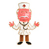 Quirky Enamel Doctor Brooch In Gold Tone (Pink/ White/ Brown) - 48mm Tall