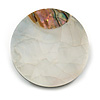 40mm L/Round Sea Shell Brooch/Silver Grey/Abalone Shades/ Handmade/ Slight Variation In Colour/Natural Irregularities