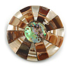 40mm L/Round Sea Shell Brooch/Brown/Natural/Abalone Shades/ Handmade/ Slight Variation In Colour/Natural Irregularities