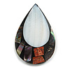 45mm L/Teardrop Shape Sea Shell Brooch/ Silver/Black/Red Shades/ Handmade/ Slight Variation In Colour/Natural Irregularities