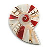 40mm L/Shell Shape Sea Shell Brooch/Caramel/Red/White Shades/ Handmade/ Slight Variation In Colour/Natural Irregularities
