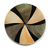 40mm L/Round Sea Shell Brooch/Black/Grey/Cream Shades/ Handmade/ Slight Variation In Colour/Natural Irregularities