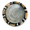 40mm L/Round Sea Shell Brooch/Silver/Natural/Black Shades/ Handmade/ Slight Variation In Colour/Natural Irregularities