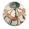 40mm L/Round Sea Shell Brooch/White/Natural/Abalone Shades/ Handmade/ Slight Variation In Colour/Natural Irregularities