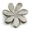 40mm L/Flower Sea Shell Brooch/ Silver/Light Grey Shades/ Handmade/ Slight Variation In Colour/Natural Irregularities