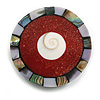 40mm L/Round Sea Shell Brooch/Red/White/Purple/Abalone Shades/ Handmade/ Slight Variation In Colour/Natural Irregularities
