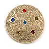 50mm Crystal Round Magnetic Scarves/ Shawls/ Ponchos Brooch In Gold Tone