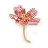 Small Pink Enamel Calla Lily Brooch In Gold Plating - 32mm L