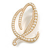 'Q' Large Gold Plated White Faux Pearl Letter Q Alphabet Initial Brooch Personalised Jewellery Gift - 60mm Tall