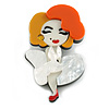 Unique Marilyn Monroe Acrylic Brooch White/Orange/Yellow - 65mm Tall