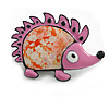 Pink Enamel Hedgehog Brooch in Black Tone - 60mm Across