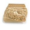 Bright Gold Tone Egyptian Life Theme Square Brooch - 45mm Across
