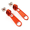 Small Orange Metal Zipper Stud Earrings