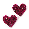 Deep Pink Swarovski Crystal Heart Stud Earrings