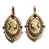 Vintage Cameo Imitation Pearl Drop Earrings (Burn Gold)
