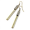 Vintage Crystal Bar Drop Earrings (Bronze Tone) - 7.8cm Drop