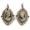 Vintage Cameo Imitation Pearl Drop Earrings (Burn Silver)