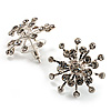 Clear Crystal Snowflake Stud Earrings (Silver Tone)