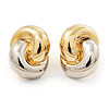 2-Tone 'Knot' Stud Earrings - 2cm Length