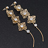 Long Gold Tone Floral Filigree Drop Earrings - 12.5cm Length