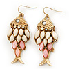 Vintage Gold Plated Acrylic Bead 'Fish' Drop Earrings - 6cm Length