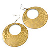 Gold/Yellow Cut-Out Floral Hoop Earrings - 6cm Length