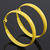 Large Bright Yellow Enamel Hoop Earrings - 6cm Diameter