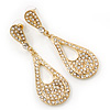 Bridal Diamante Open-Cut Teardrop Earrings In Gold Plating - 6.5cm Length